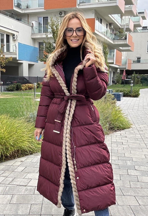 Isabell Maxi kabát bordó – Innova Fashion